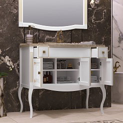 Opadiris Мебель для ванной Лаура 100 белая с бежевой патиной, мраморная столешница – фотография-9